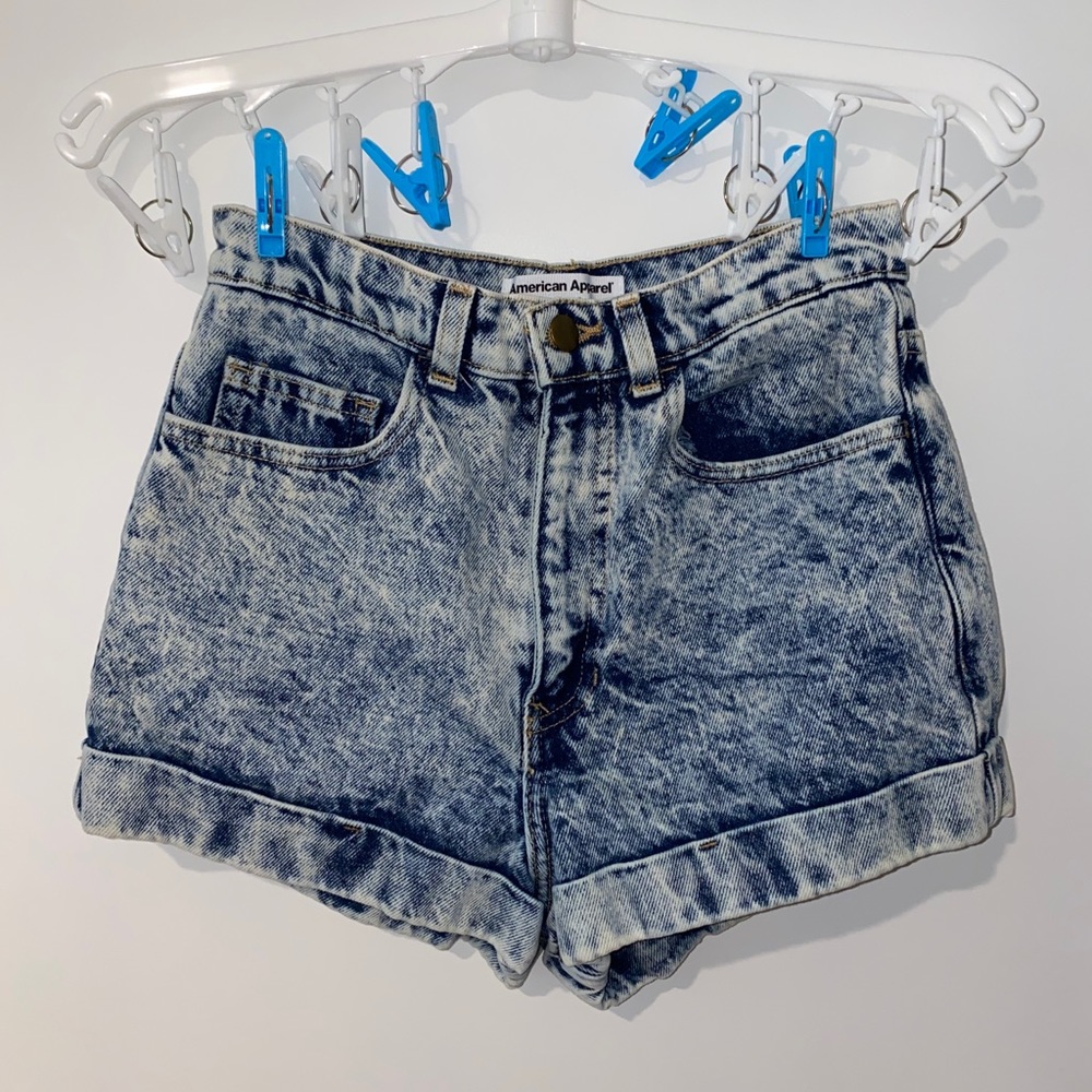 American Apparel Acid Wash High Waisted Shorts